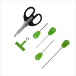 Set de 6 piese pentru pescuit, Regal Fish, crosete, burghiu, foarfeca, knot puller, culoare verde